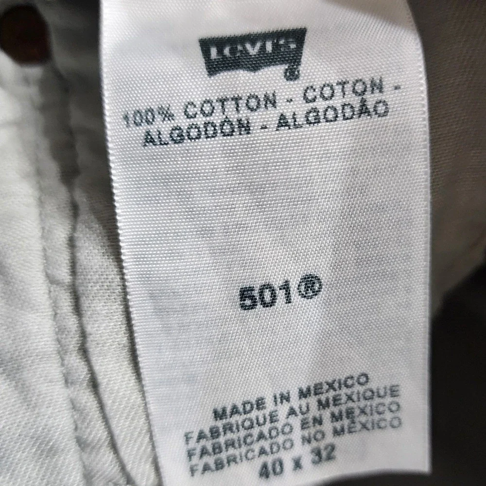 Levis 501 Original Fit Grey Denim Straight Leg Button Fly Mens Jeans 40x32
